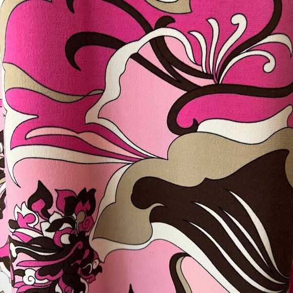 Tahari Arthur S. Levine Pink & Brown Sleeveless Floral Midi Dress, Size 2 - Picture 5 of 16